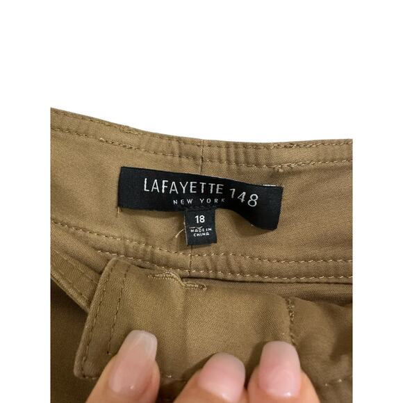 Lafayette 148 New York women's wide leg cropped Shiitake tan pants size 18 - Picture 3 of 7